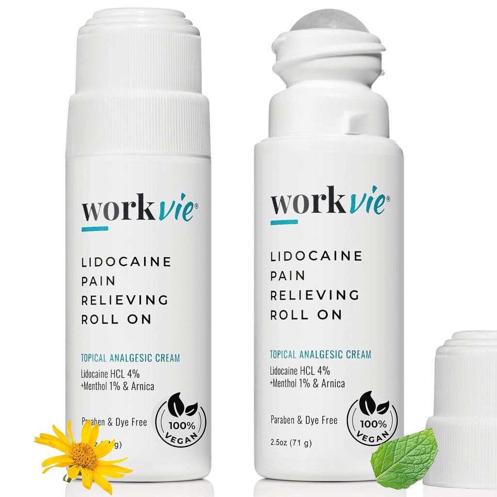 Lidokaiini Roll On Pain Relief Cream 2pk Maximum Strength - Arnica, Menthol, Aloe Vera - rauhoittava helpotus lihaksia ja niveliä - Herkkä ihoystävällinen