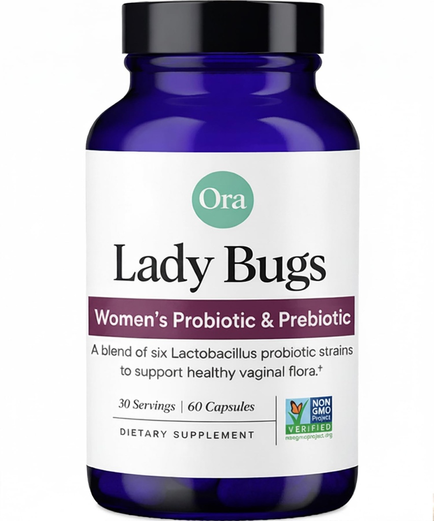 Ora Organic Prebiotics and Probiotics for Women - Lactobacillus for Vaginal Health & Candida Support, Sisältää 16 miljardia PMY, 6 kanta - 1 kuukausi Supply, 60 vegan Probiotic Capsules