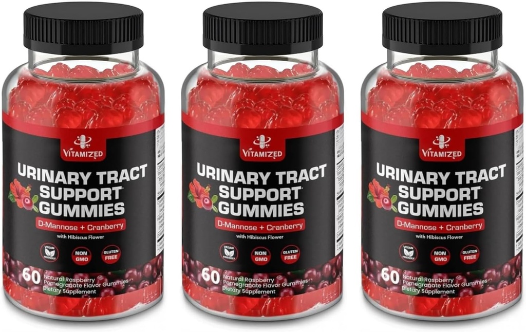 Potent Cranberry Gummies 1500 mg D Mannose - Virtsateiden terveys naisille ja miehille, virtsanpunainen ja virtsarakko Nopeasti toimivat tuki täydentää Hibiscus Powder, 180