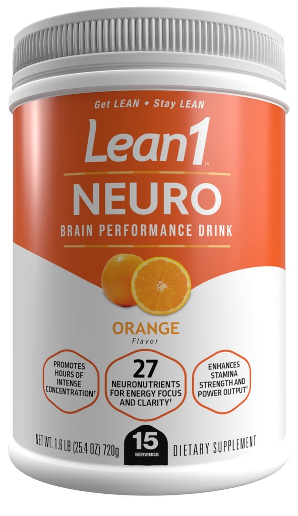 Lean1 Neuro, Mental Energy Powder Drink, oranssi maku, 15 tarjoiluamme Nutrition53