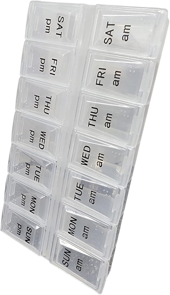 Två gånger om dagen Pill Organizer, Weekly Day och Night Pill Container, Day and Night Medication eller Vitamin för Morning eller Night AM PM Separation (1)