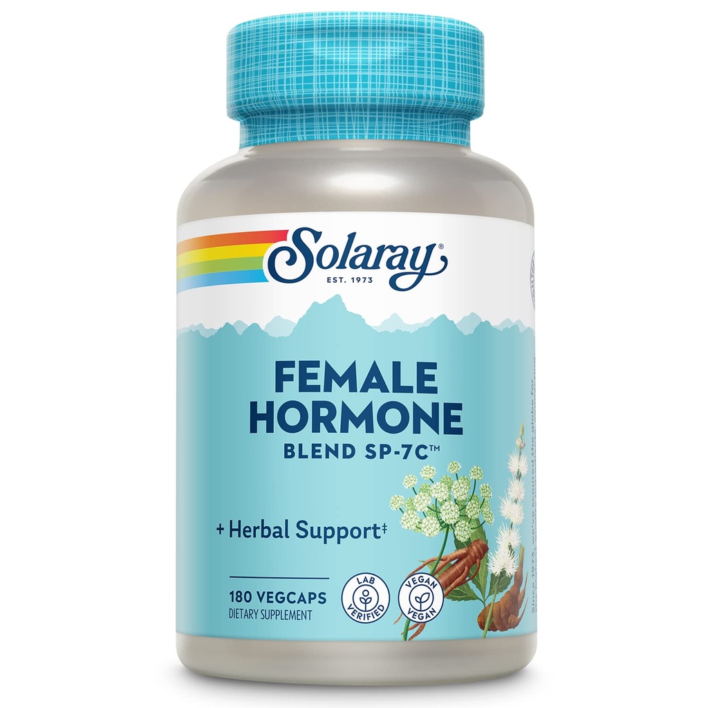 SOLARAY Nainen Hormoni Blend SP-7C, Herbal Blend Sisältää Musta Cohosh, Dong Quai, Passion Flower, Saw Palmetto, Wild Yam & More 180 VegCaps