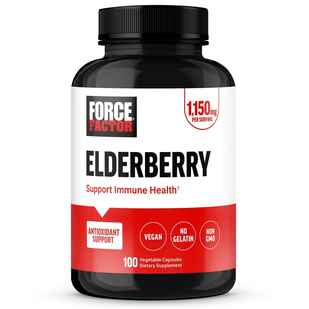 FORCE FACTOR Elderberry kapselit, immuniteetin täydennysosa ja antioksidantteja täydentää miesten ja naisten, päivittäisen immuniteetin Boost, vegaaninen, ei liivate, ei-GMO, 100 kasvikapselit