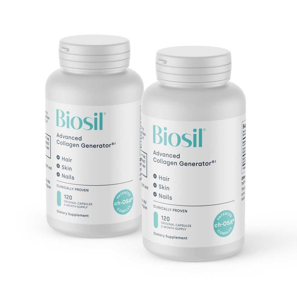 Biosil Collagen Booster Supplement - 120 alkuperäistä kapselia, pakkaus 2 - Patentoitu kjs-OSA Aktivoija ihon, hiusten, kynsien ja nivelten - Tukee luonnon tuotantoa - 120 päivän toimitus