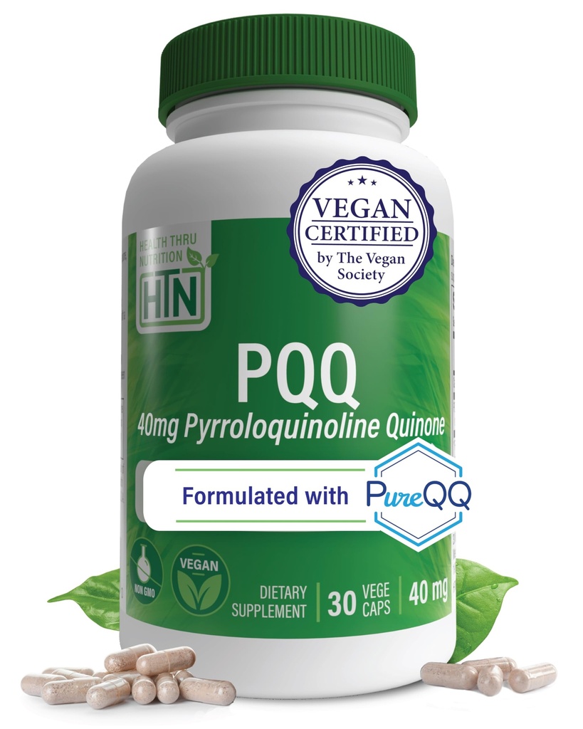 Health Thru Nutrition PQQ 40 mg 30 Tarjoukset Pyrrolokinolkinoliini Kinone PureQ ... Edistää mitokondriobiologista bioogeneesiä... LIITE