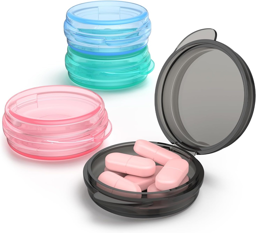 Small Pill Box, (4 Pack) Travel Pill Case Portable Daily Pill Organizer Mini Medicine Storage Container för Pocket Purse Cod Liver Oil Storage Box Earplug Case
