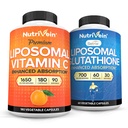 Nutrivein Premium Liposomal Vitamiini C 1650 mg & Liposomal Glutatione Bundle - suuri imeytyminen Askorbiinihappo Plus Master Antioksidantti ja maksa Cleanse - ei-GMO, kasvissyöjä - 180 + 60 kapselia