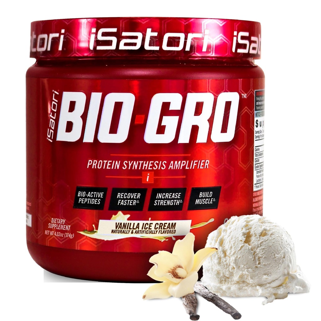 iSatori BIO-GRO proteiini synteesi vahvistin, lihasten Recovery & Growth, parannettu Stimulant Free Pre-Workout & Colostrum täydentää Bio-Active Peptides- Vanilla Ice Cream (60 Servings)