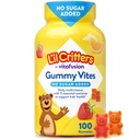 L'il Critters Gummy Vites No Sugar Added Daily Gummy Multivitamin för Ålder 2 + Barn & Barn, Vitamin C, D3 för Immune, Strawberry och Orange Flavors, 100 Gummies