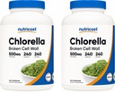 Nutricost Chlorella kapslar (2 flaskor) 500 mg, 240 kapslar per flaska