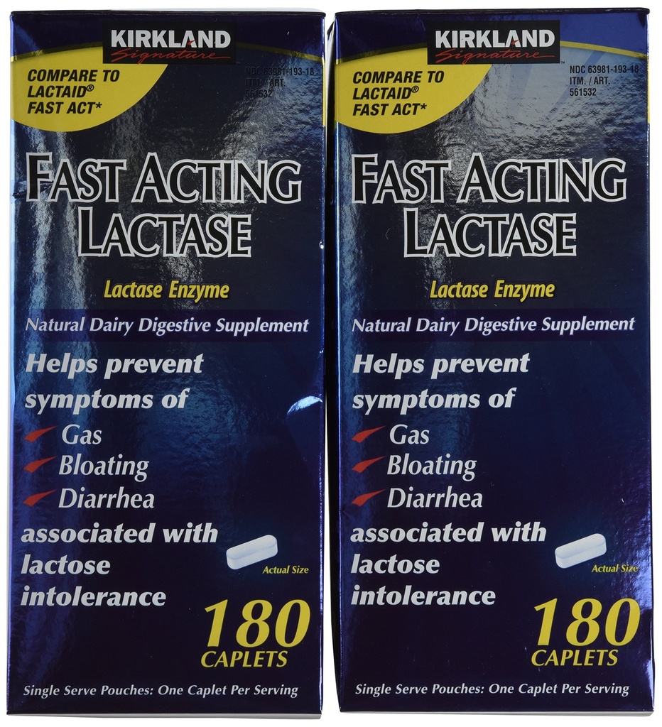 Kirkland Signature Fast Acting Lactase, (2 pakkaus), 360 Ct Caplets