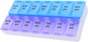 7 Day Weekly AM PM Pill Organizer, ShysTech Large Pill Case Pill Box för Pills Vitamin Supplements Medication (Purple/Blue)