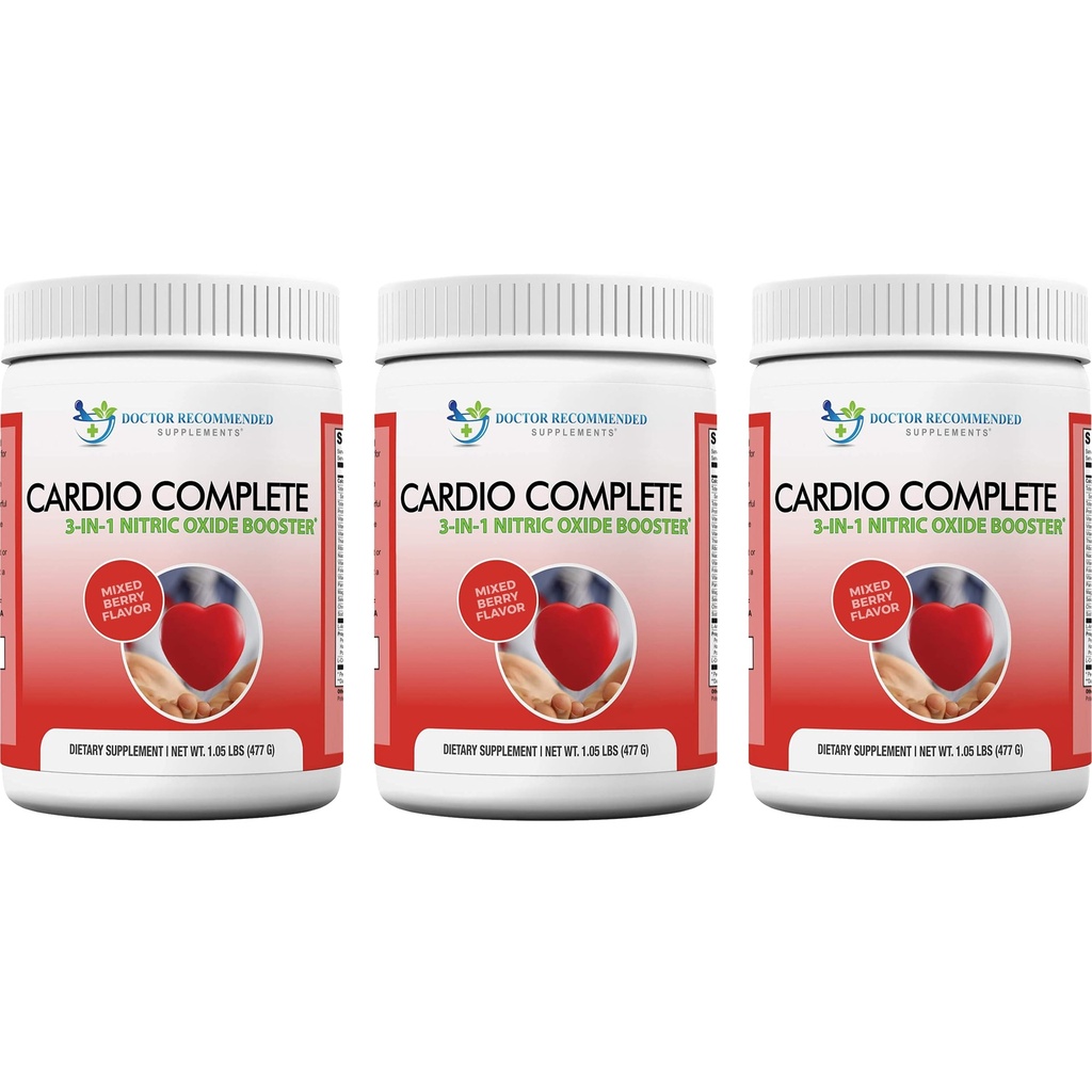 Cardio Complete - Heart Health Support Powder Supplement - 3-i-1 Nitric Oxide Booster med 5 000 L-arginin, 1000 mg L-Citrulline och Hawthorn Berry