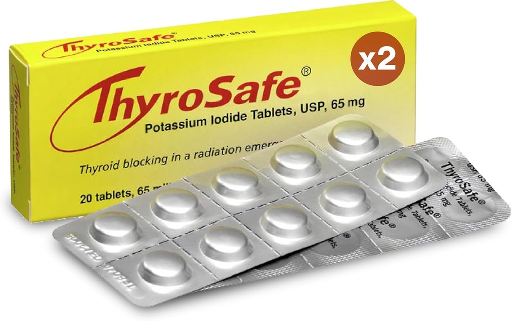 65 mg kaliumjodid tabletter (40 Pack) - Skyddar din sköldkörtel från kärnstrålningsexponering