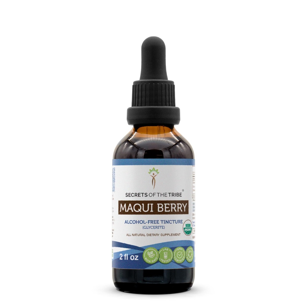 Heimo Maqui Berry USDA Organic Tincture Alkoholiton nesteuute, Maqui Berry (Aristotelia chilensis) Kuivattu Berry (2 FL OZ)