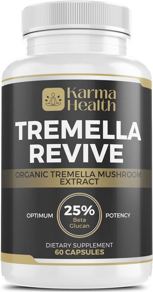 Tremella Mushroom Powder Capsules - Komprimerad White Snow Fungus Mushroom Powder Supplement - 25% Beta Glucan Innehåll, Vegan & GMO Free. Snow Fungus Organic Supplement