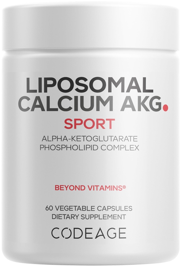 Codeage Liposomal Calcium AKG Supplement - Kalsium Alfa-Ketoglutaraatti - 2-kuukautinen toimitus - 1 kapseli per Serving - ei-GMO, Gluteeniton - 60 kapselia