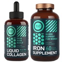 WILD POLTTOAINE Iron Supplement for Women with Folic Acid and Liquid Collagen Peptides with Biotin Female Health and Beauty Bundle