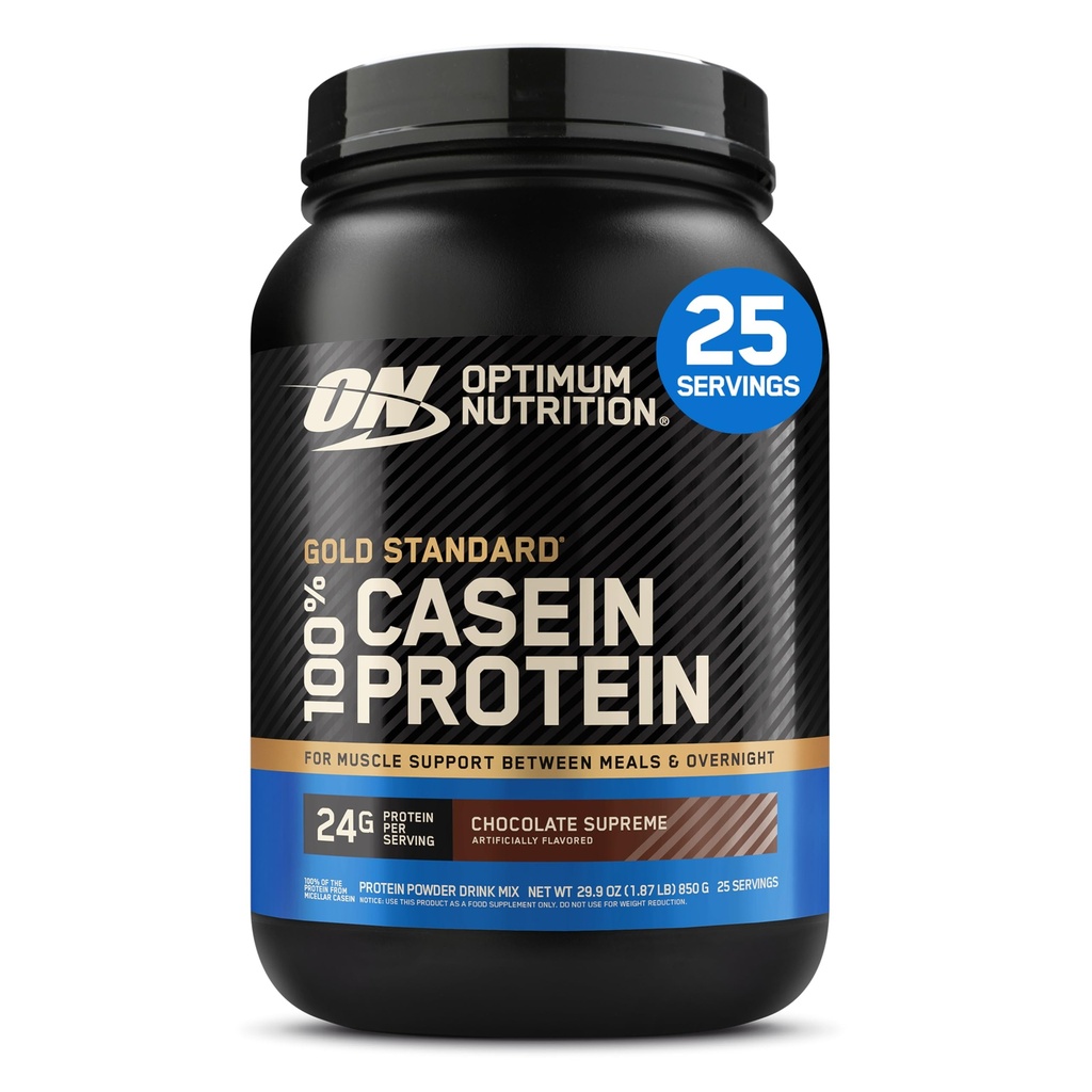 Optimum Nutrition Gold Standard 100% Micellar Casein Protein Powder, hidas digesting, auttaa pitämään sinut täynnä, yön yli lihasten Recovery, Supreme, 2 punta (Pakkaus May Vary)