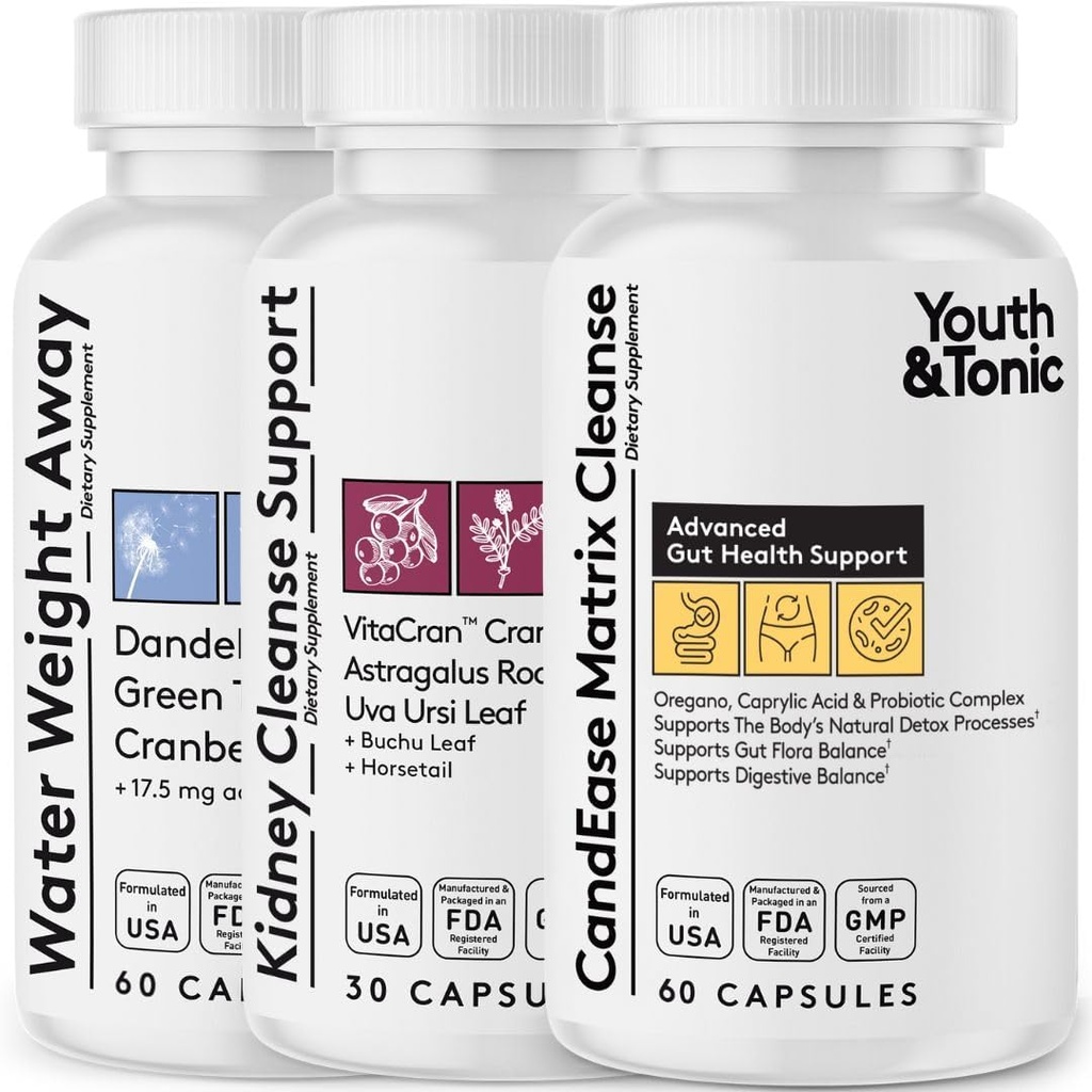 Youth & Tonic CandEase Complex Bundle lisäravinteet Ruoansulatuskanavan puhdistus Gut Health & intestinal Flora tuki