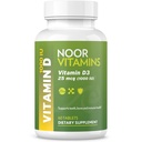 Noor Vitamins Halal Vitamin D, Halal Vitamin D3, 1000 IE tabletter, stöder ben, immun & hjärthälsa, icke-GMO, Gluten Free & Halal (60 greve)