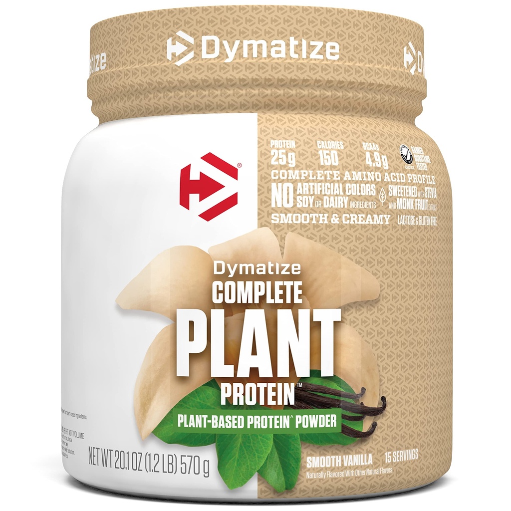 Dymatize Vegan Plant Protein, Smooth Vanilla, 25g Protein, 4.8g BCAAs, täydellinen Aminohappo profiili, 15 tarjoilua