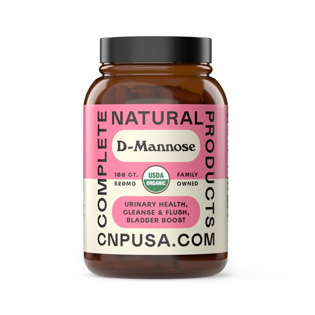 Complete Natural Products Organic D-Mannose Capsules - Puhtaat D-Mannose Pills 100 Count for UTI, virtsarakko, & virtsatie terveys
