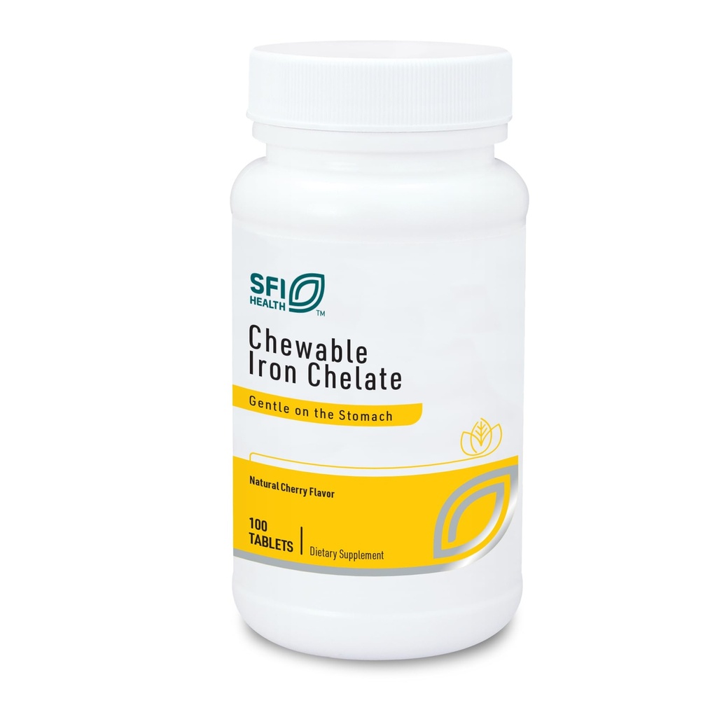 Klaire Labs SFI Health Chewable Iron Chelate - 30 Milligrammia Elementaalirauta, Helppo vatsa & hypoallergenic, Natural Cherry Flavor (100 tablettia)