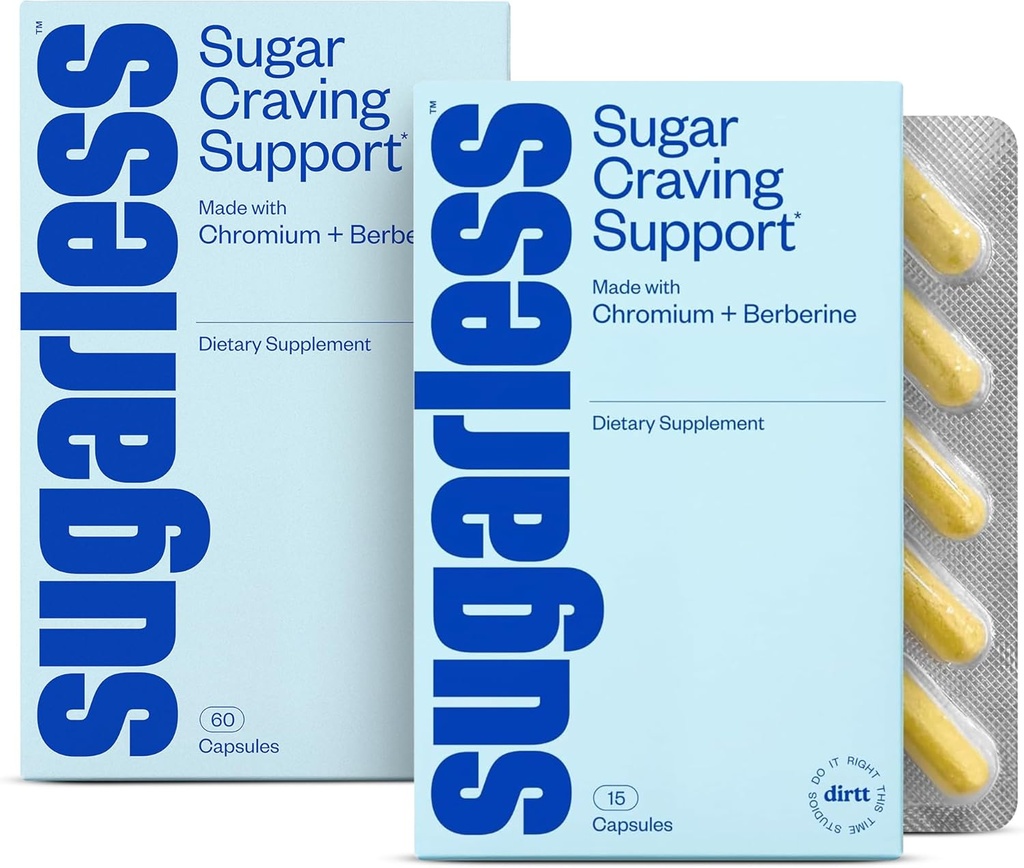 Sokeriton stop-sokeri Cravings täydentää Bundle - Natural Craving Blocker with Berberine, Kromi, CoQ10 & L-Theanine - 30 Count & 15 Count Travel Sizes, non-GMO & Gluteeniton