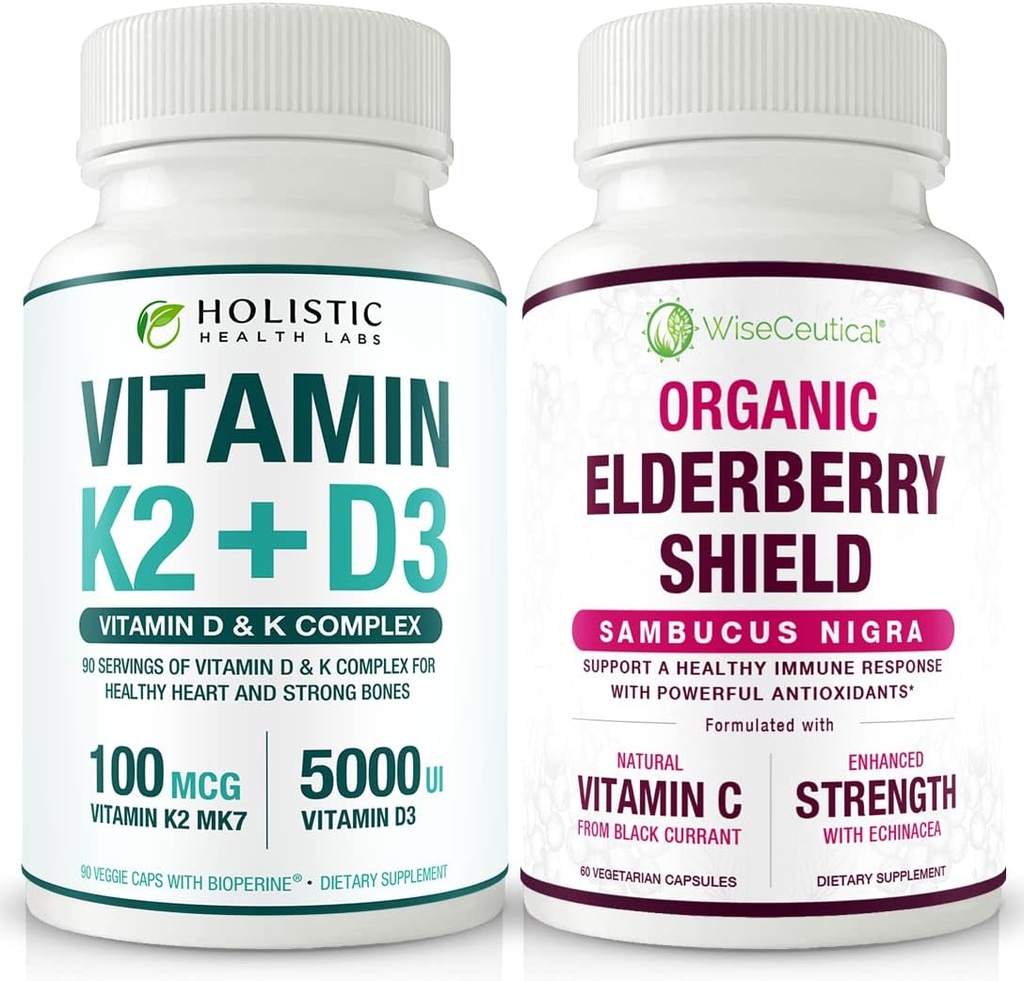 Max Imeytyminen K2-vitamiini + D3 & Organic Elderberry mustaherukka ja Echinacea ...