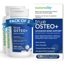 NatureCity True-Osteo + Bone Support med Ashwagandha - för styrka och densitet - Plantbaserad kalcium med organisk AlgaeCal, Magnesium, vitamin D3, K2, Silicon & Stress Support | 240 Veggie kapslar