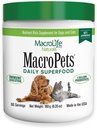 MakroLife Naturals MacroLemmikit Vihreät Superfood Superfood Supplement Powder Topper koiralle Kissa Pieni nisäkkäät, Natural Nutrition Boost Probiootit Ruoansulatus Enzymes E-vitamiini - Immuuni Gut Health & Energy - 6.35oz