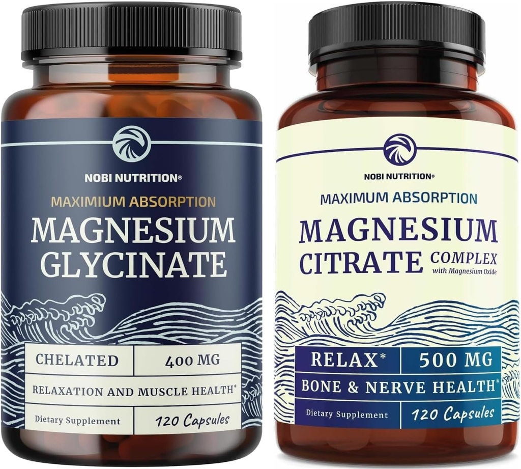 Magnesium Glycinate 400 mg (120ct) & Magnesiumsitraatti 500 MG (120ct) 