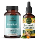 HERBAMAMA Turmeric Extract ja Pine Bark Kit - Bundle 400 mg Ranskan Maritime Capsules & Turmeric Extract Tincture 2 fl oz - Vegan, ei-GMO, Sokeri & Alkoholiton - 2 pakkaus