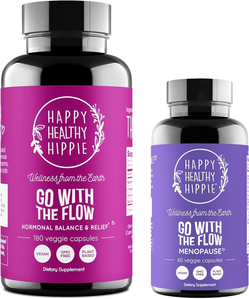 Happy Healthy Hippi Go kanssa Flow Menopause Tuki & Mene Flow Hormoni Balance naisten (180ct)
