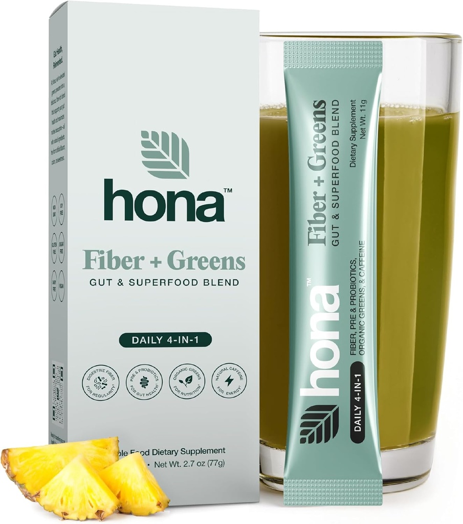 Gut & Superfood Blend, Greens Powder with Prebiootit, Probiootit, Fiber & Natural Comfeine, Gluteeniton, Sokeriton, Dairy Free, Vegan, Non GMO Greens Superfood Powder (7)