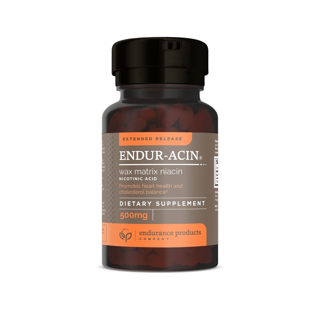 ENDUR-ACIN Niasiini - B3-vitamiini Niasiini 500 mg laajennettu Release & Low-Flush, 100 tablettia - tukee Cholesterol Balance & Heart Health - Endurance tuotteita