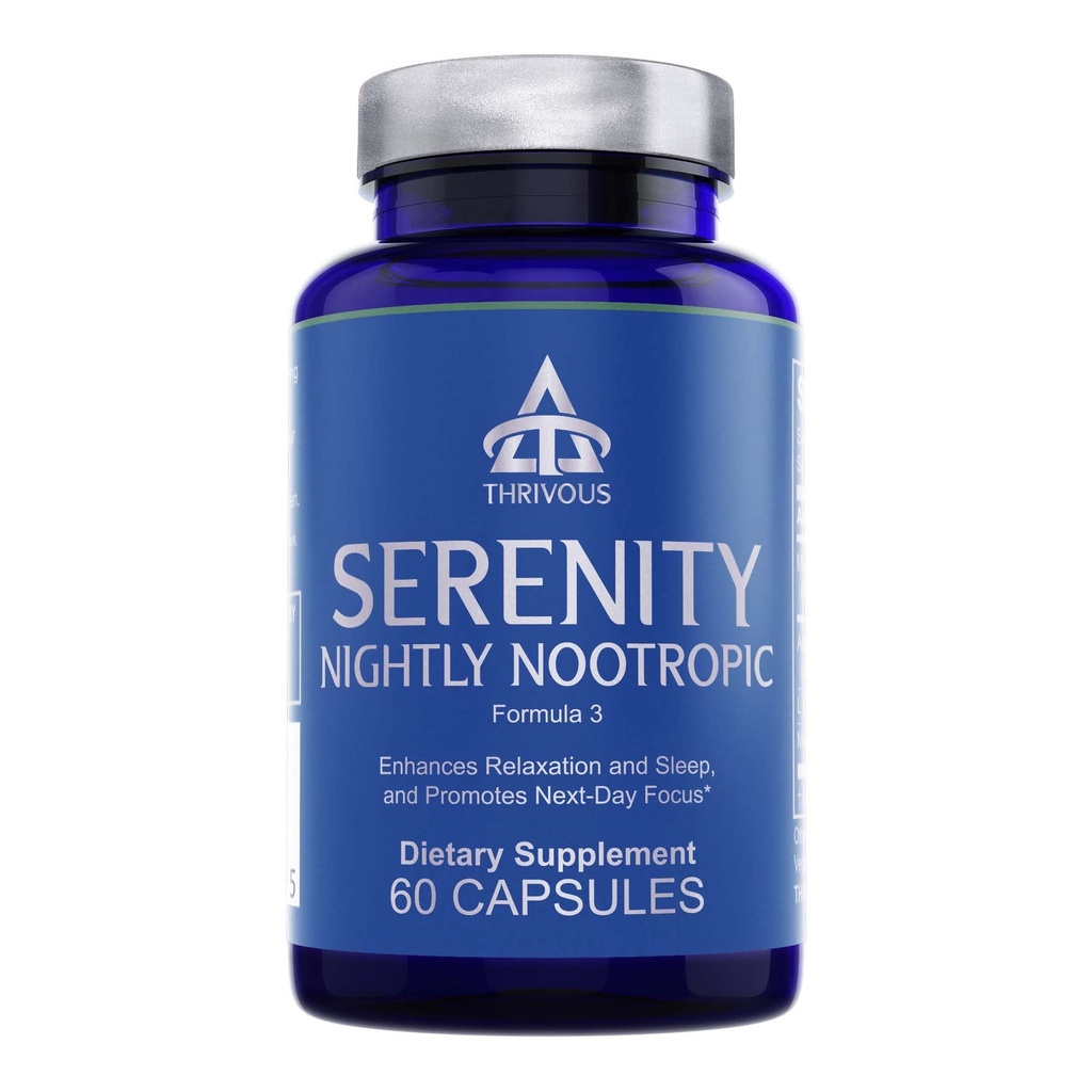 Trivous Serenity Nightly Nootropic ... Uni & rentoutuminen Kaavat KSM-66 Ashwagandha, L-Theanine, Magnesium Glycinate & Melatoniini 60 Vegaanikapselit