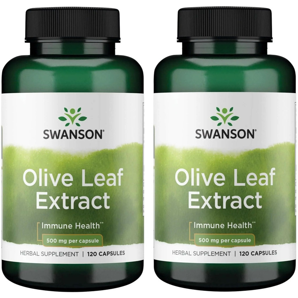 Swanson Olive Leaf Extract kapselit 20% Oleuropein - (120 kapselia, 500 mg Each) 2 pullot