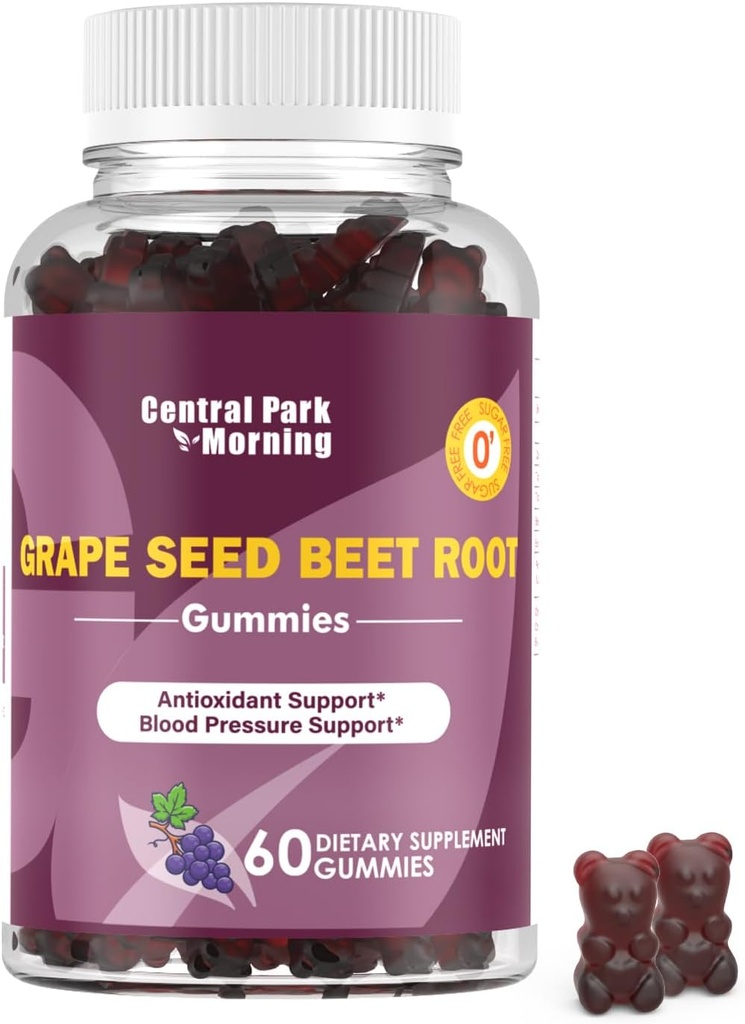 Rypäleensiemensokeri Beet Energy Gummies, Typpioksidi ja verenpainetuki, Grape Seed Extract & non-GMO-GMO-juuristot, Grape Flavor