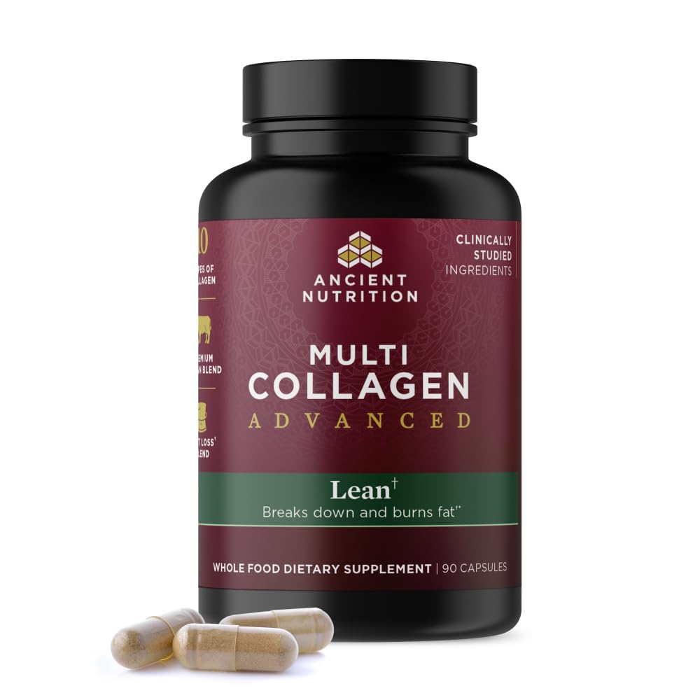 Ancient Nutrition Multi Collagen Advanced Lean Probiootit, Hydrolyzed Collagen Peptides tukee Terveellinen painonlasku ja rasvan menetys, 90