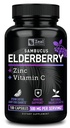Zeal Naturals Max Strength Elderberry kapselit + Sinkki + C-vitamiini . 500 mg immuunijärjestelmän tuki musta Sambucus Elderberry 100 Count ... 3-in-1 Immuuni tuki aikuisille
