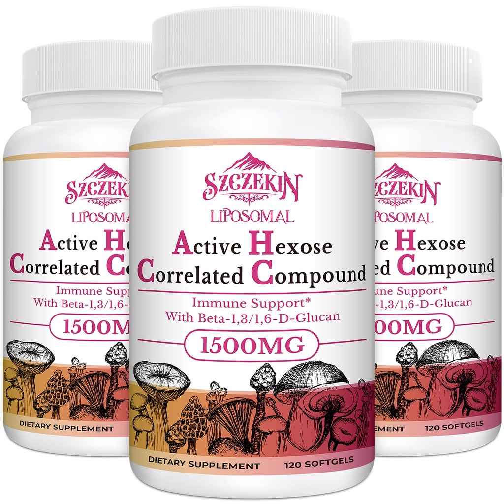 1500 mg Liposomaal Active Hexose Correlated Supplement 360 Soft Gels Beta-Glucans Natural Mushroom Extract, Immunomy System, Liver Function, Ylläpidä T-Cell & Killer Cell aktiivisuus