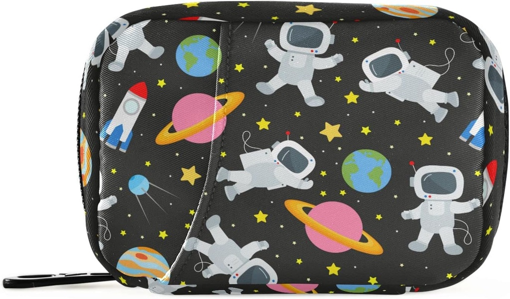 Space Travel Galaxy Astronauts pillerilaatikko 7 päivän pilleri tapauksessa laukku matka pilleri Organizer laukku kanssa Zipper Kannettava Viikoittain tapauksessa Kompakti koko vitamiini täydentää haltija