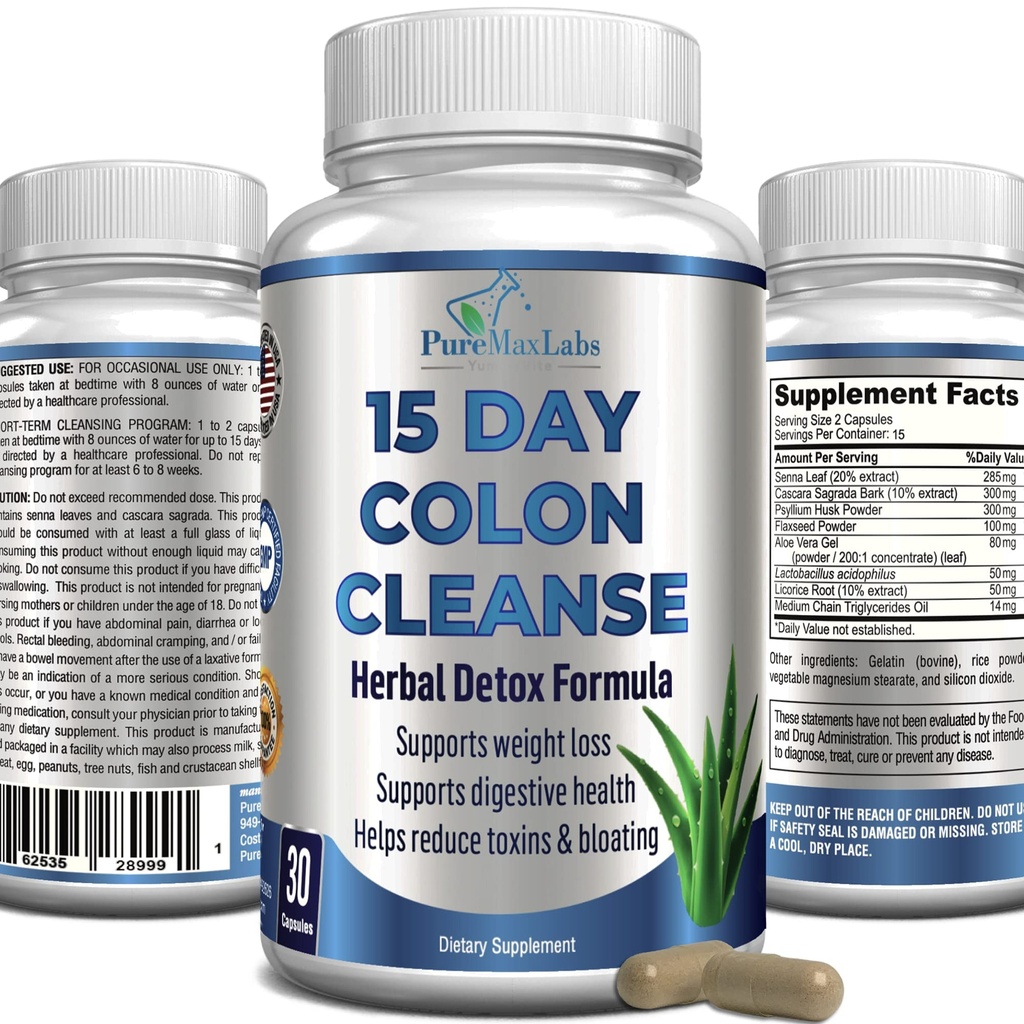 YUMMYVITE 15 Day Colon Cleanse and Detox, Herbal Detox Formula, tukee laihtuminen, Ummetus helpotus - lisää energiaa. Flush Toxins, Natural Safe Colon Cleanser miehille ja naisille - 30 kapselia