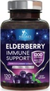 Elderberry Immune Support 1200mg - Päivittäinen Immuuni tuki aikuisille voimistaa Sambucus Musta Elderberry Extract - Antioksidantti vitamiini täydentää, Gluteeniton, pullotettu USA - 120 kapselia