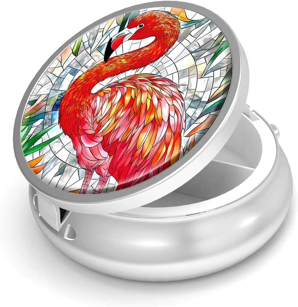 Pill Box-3 Osasto Pieni pilleri tapauksessa laukku ja tasku Mini Metalli pilleri haltija Matka pilleri säiliö Hold Lisäravinteet Vitamiinit BPA-vapaa (Flamingo)