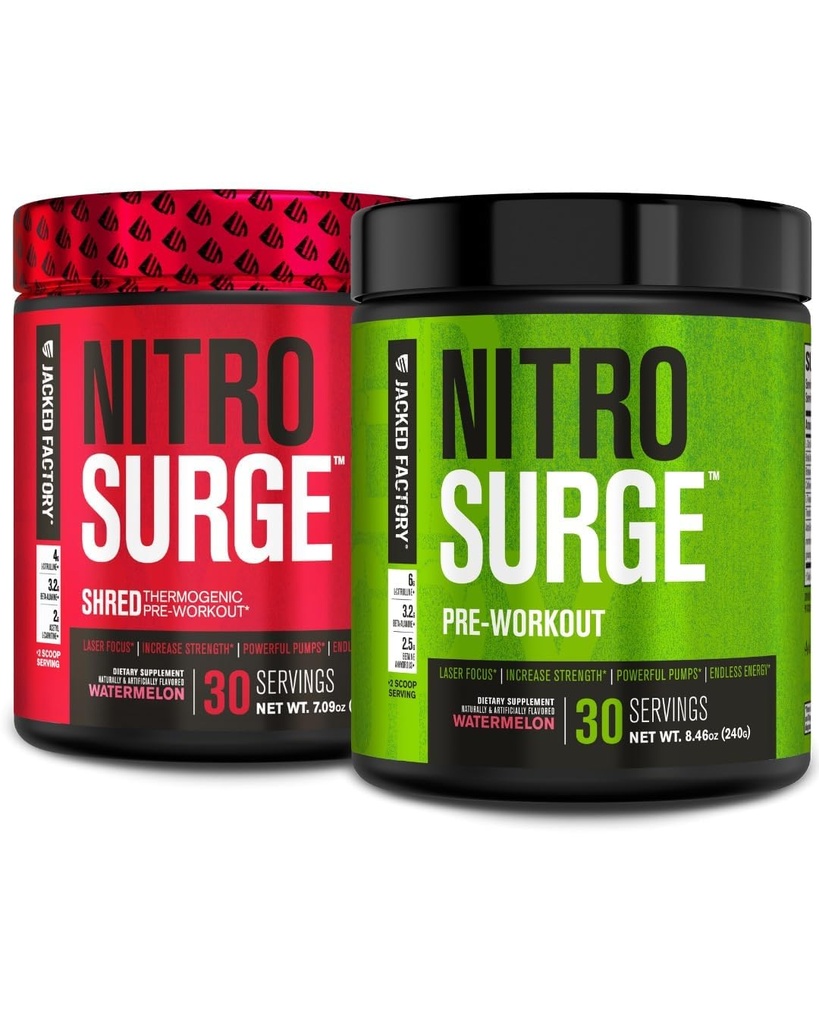 Jacked Factory Nitrosurge Shred Thermogenic Esityö Watermelon & Watermelon Nitrosurge Esityö miehille & naisille