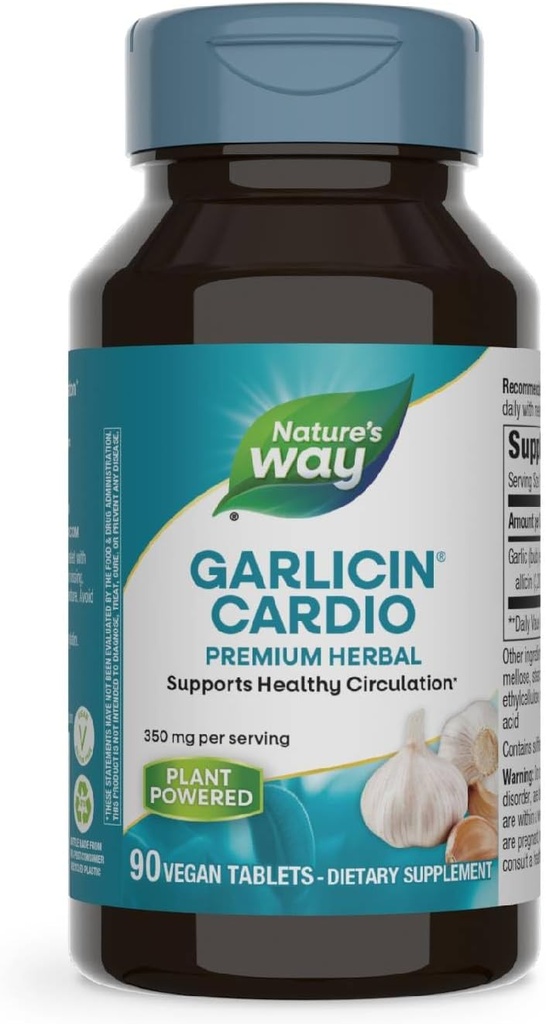 Naturens sätt Garlicin Cardio Premium Herbal Healthy Circulation Support* 350 mg per servering 90 tabletter