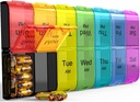 Colorwing Extra Large Pill Organizer 2 Kertaa päivässä, Viikoittain XL AM PM pilleri tapauksessa, 7 päivän pillerilaatikko kahdesti päivässä, Ylisuuri päivittäinen lääke pilleri Organizer vitamiini, Big Pill Container, Lääkkeet Dispenser